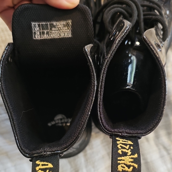 Dr. Martens Shiny Black Combat Boots - Picture 2 of 3